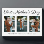 Elegantes Skript Erste Muttertag Foto Collage Fotoplatte<br><div class="desc">Eine schlichte und elegante Collage aus drei Fotos mit minimalistischem Stil für die erste Mama,  Mama oder Mutter feiern ihren ersten Muttertag.</div>