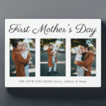 Elegantes Skript Erste Muttertag Foto Collage Fotoplatte<br><div class="desc">Eine schlichte und elegante Collage aus drei Fotos mit minimalistischem Stil für die erste Mama,  Mama oder Mutter feiern ihren ersten Muttertag.</div>