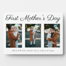 Elegantes Skript Erste Muttertag Foto Collage