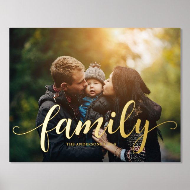 Elegantes Skript "Family" Overlay Foliendrucke (Vorderseite)