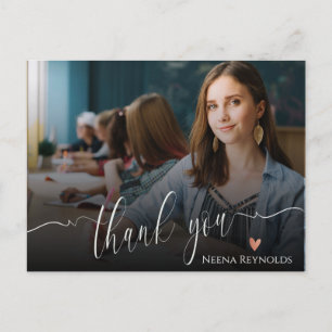 Elegantes Skript-Foto Danke für die Abschlussfeier Postkarte
