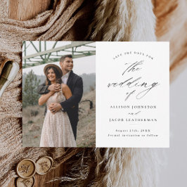 Elegantes Skript-Foto Hochzeit speichern Magneteinladung