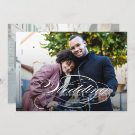 Elegantes Skript-Foto Hochzeit speichern Save The Date