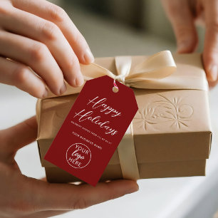 Elegantes Skript Frohe Feiertage Geschäft-Logo Geschenkanhänger