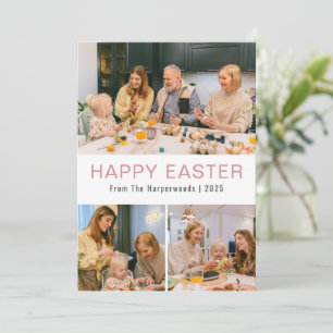 Elegantes Skript Frohe Ostern Familie Fotocollage Feiertagskarte