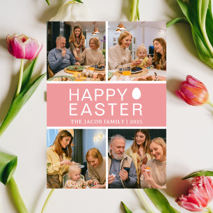 Elegantes Skript Frohe Ostern Familie Fotocollage Feiertagskarte