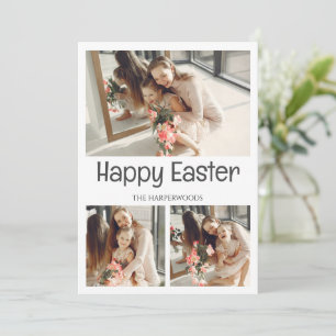 Elegantes Skript Frohe Ostern Familie Fotocollage Feiertagskarte