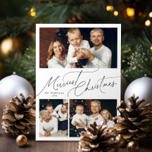 Elegantes Skript Frohe Weihnachten Familie 3 Foto
