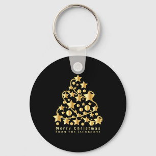Elegantes Skript Frohe Weihnachten Gold Stern Schw Schlüsselanhänger