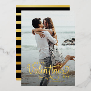 Elegantes Skript  Frohes Valentinstag-Foto Streife Folien Feiertagskarte