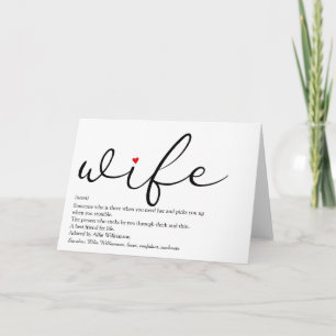 Elegantes Skript für Ehefrau-Definition Rotes Lieb Karte