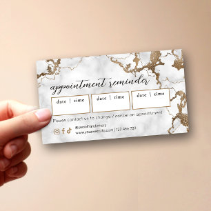 Elegantes Skript Gold Marmor Schönheitssalon Haar Terminkarte
