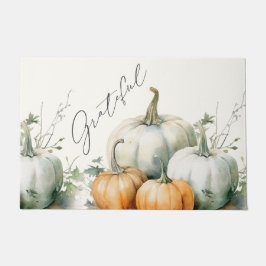 Elegantes Skript Grateful Autumn Rustic Pumpkin Fußmatte
