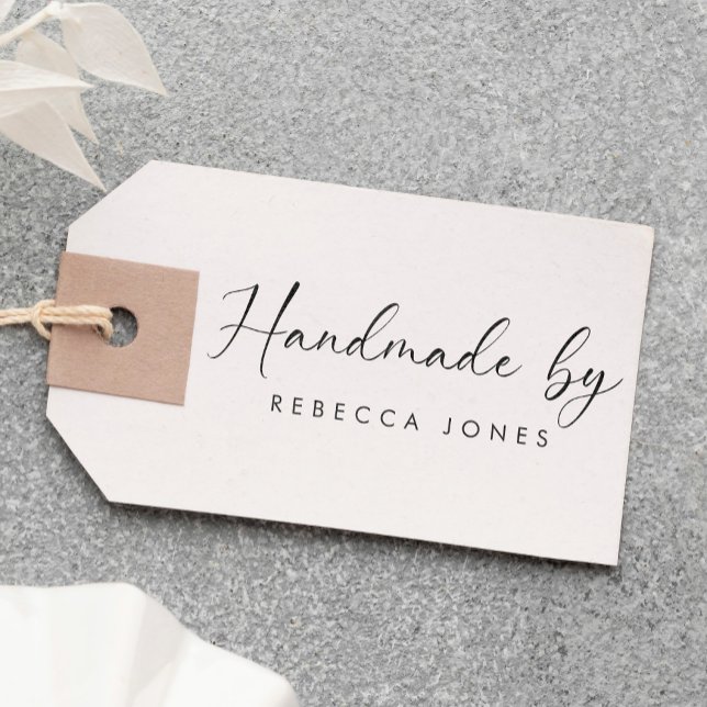 Elegantes Skript "Handmade by" Modernes Minimalist Gummistempel (Von Creator hochgeladen)