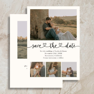 Elegantes Skript Herz 5 Foto Hochzeit Save The Date