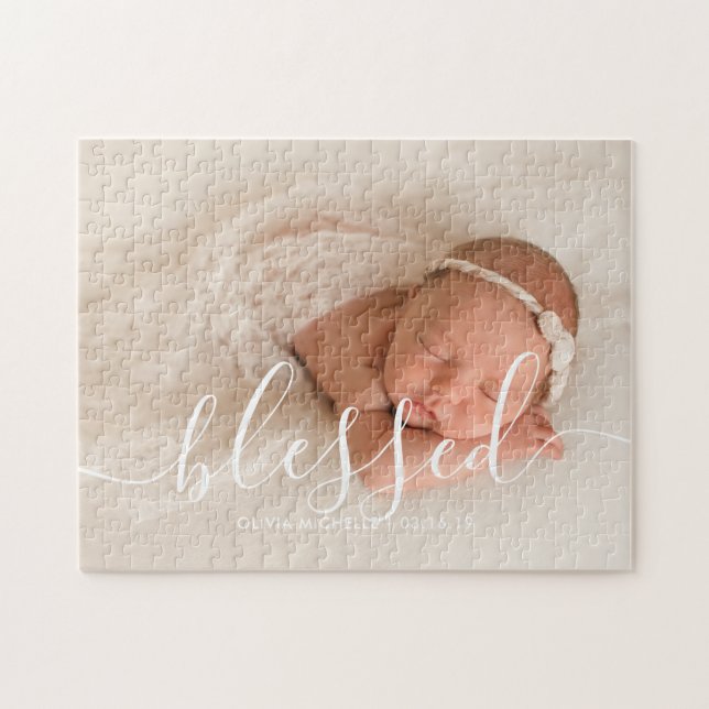 Elegantes Skript Hinzufügen eines eigenen Fotos Puzzle (Horizontal)