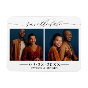 Elegantes Skript Hochzeit Save The Date 2 Foto Col Magnet