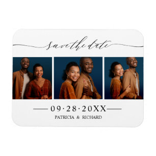 Elegantes Skript Hochzeit Save The Date 3 Foto Col Magnet