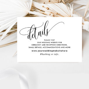Elegantes Skript-Hochzeitdetails/ Website-Einschli RSVP Karte