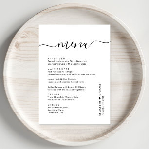 Elegantes Skript Hochzeitsempfang Menükarte