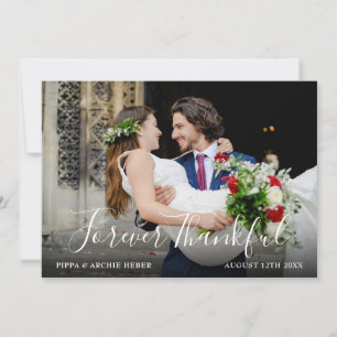 Elegantes Skript Hochzeitsfoto Immer Dankbar Dankeskarte