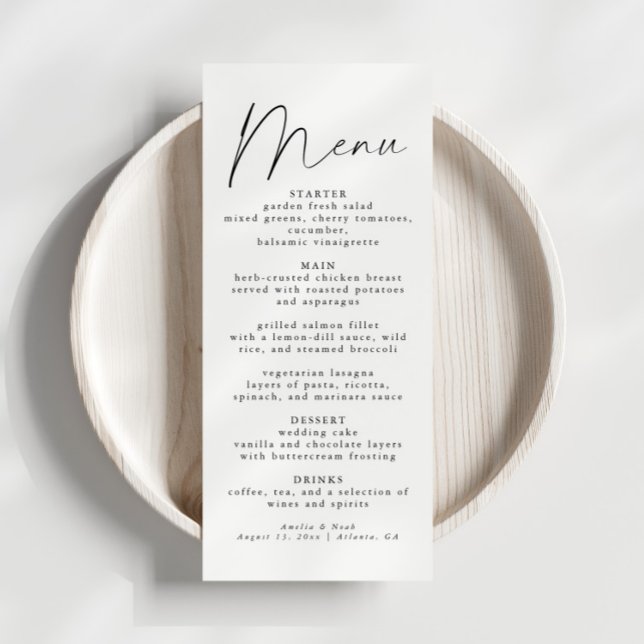 Elegantes Skript Hochzeitsmenü Menükarte (Von Creator hochgeladen)