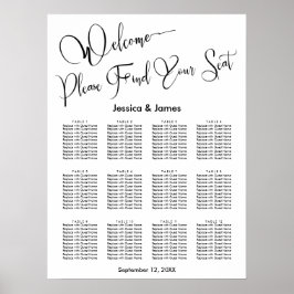 Elegantes Skript Hochzeitssitzdiagramm Poster