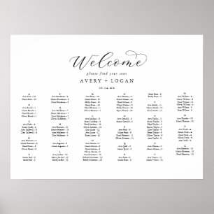 Elegantes Skript Horizontal Alphabetisches Sitzen Poster
