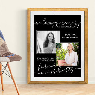 Elegantes Skript In Loving Memory 2 Foto Trauerfei Poster