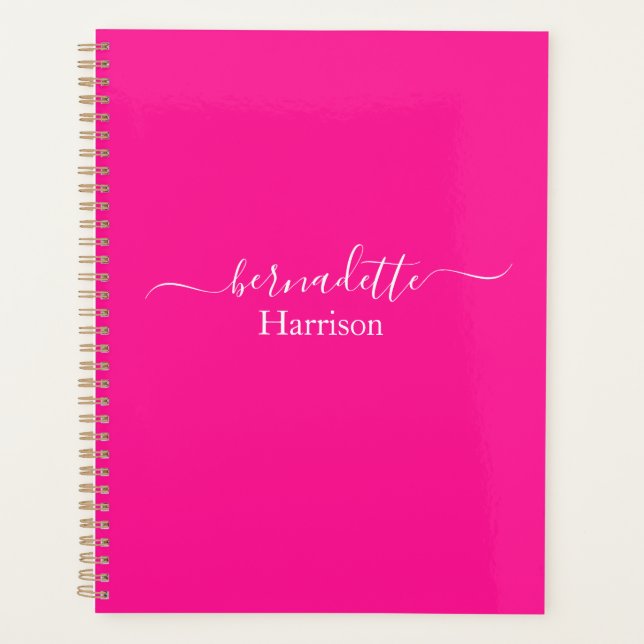 Elegantes Skript | INDIVIDUELLE NAME | Pink Planne Planer (Vorderseite)