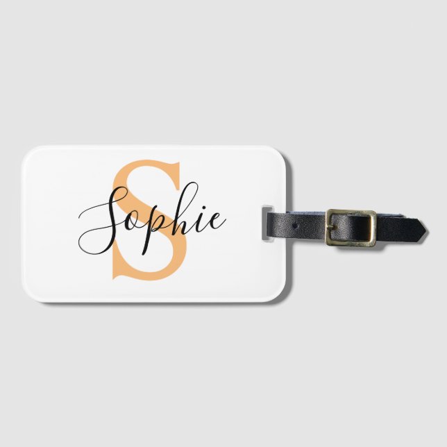 Elegantes Skript Individueller Name Personalisiert Gepäckanhänger (Vorderseite (Horizontal))