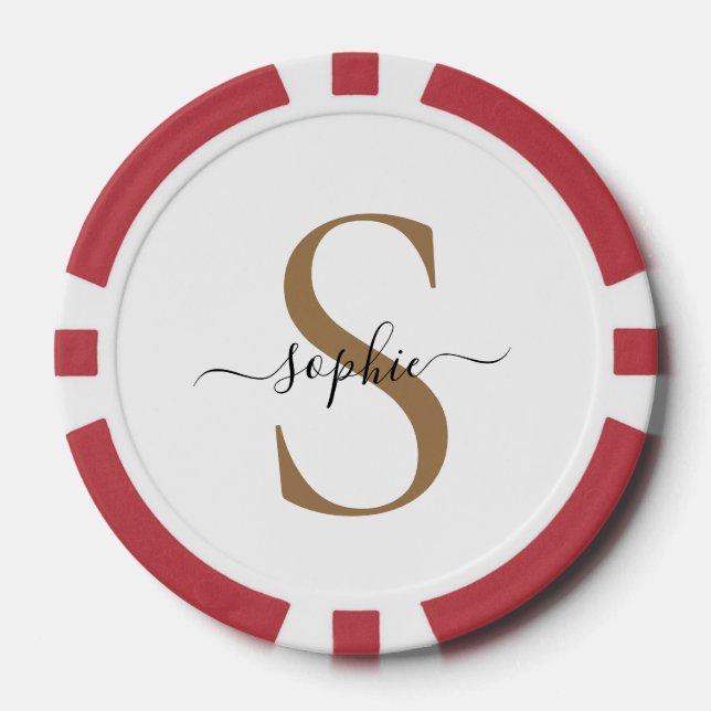 Elegantes Skript Individueller Name Personalisiert Pokerchips (Vorderseite)
