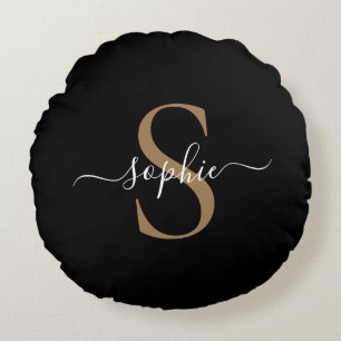 Elegantes Skript Individueller Name Personalisiert Rundes Kissen