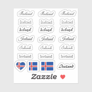 Elegantes Skript Island & Isländische Flagge /Name Aufkleber