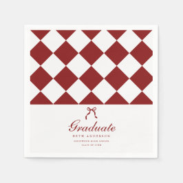 Elegantes Skript Karo Coquette Abschlussfeier Serviette