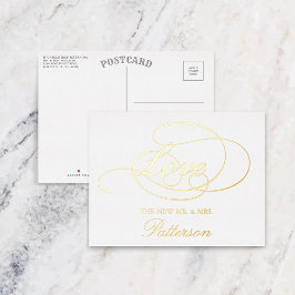 Elegantes Skript "Liebe" Hochzeit Vielen Dank Folie Einladungspostkarte