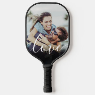 Elegantes Skript-Liebespaar-Foto Pickleball Schläger