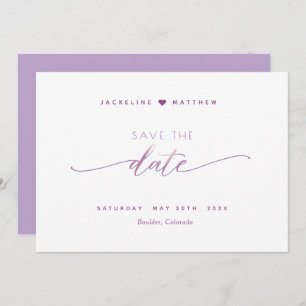 Elegantes Skript, Mauve Lavender Simple Wedding Save The Date