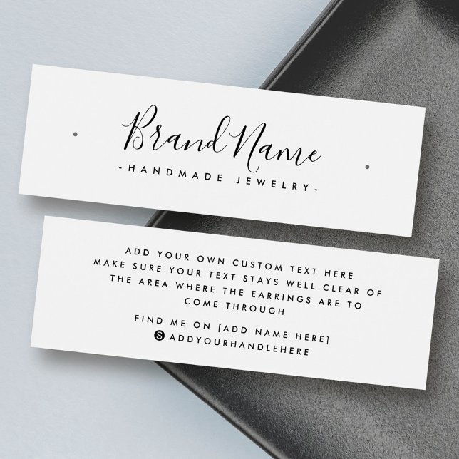 Elegantes Skript minimale Ohrring-Karte (Elegant script minimal stud earring display card)