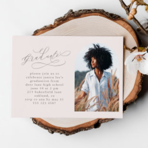 Elegantes Skript mit Foto Arch Graduation Party Magnetkarte