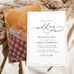 Elegantes Skript mit Foto Back Wedding Einladung<br><div class="desc">Dieses elegante Foto Wedding Invitation verfügt über einen Kalligrafietext mit einem klassischen Serif & modernen Sans Schriftart in schwarz; auf der Rückseite eine anpassbare Monogramm & Option,  um Ihr Foto hinzuzufügen. Matching-Elemente verfügbar.</div>