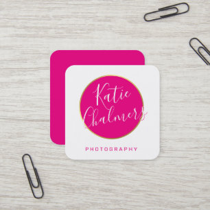ELEGANTES Skript modern chic hübsch gold heiß rosa Quadratische Visitenkarte