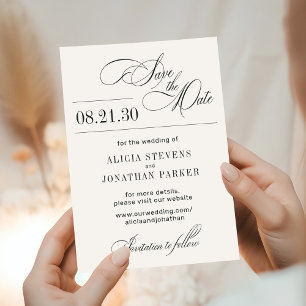 Elegantes Skript moderne schwarze cremefarbene Elf Save The Date