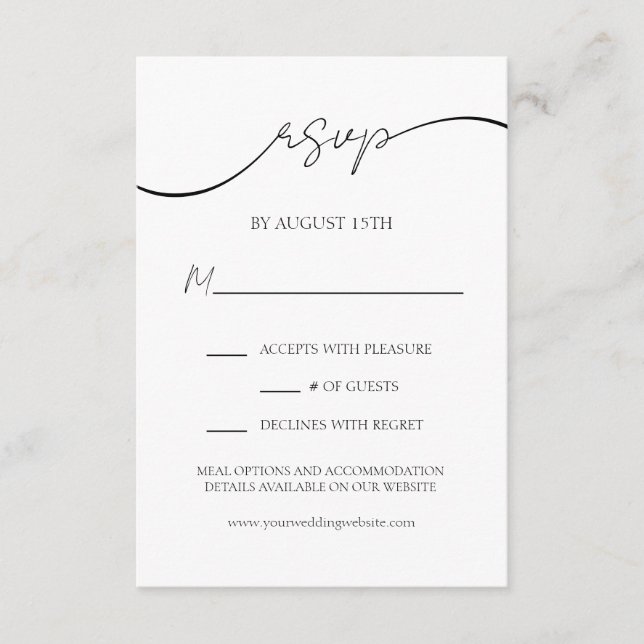 Elegantes Skript Moderne Typografie Hochzeit RSVP Begleitkarte (Vorderseite)