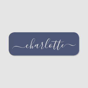 Elegantes Skript Moderner Name Personalisiert Navy Namensschild