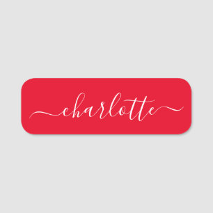 Elegantes Skript Moderner Name Personalisiert Red Namensschild