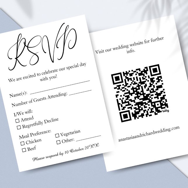 Elegantes Skript Modernes Minimalistisches Hochzei RSVP Karte (Elegant Script Modern Minimalist Wedding RSVP Card)