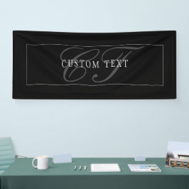 Elegantes Skript-Monogramm editierbar Schwarz Grau Banner