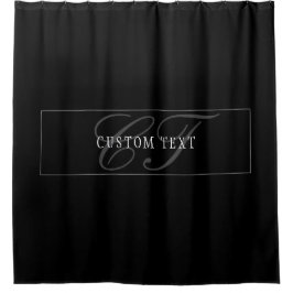 Elegantes Skript-Monogramm editierbar Schwarz Grau Duschvorhang