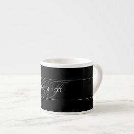 Elegantes Skript-Monogramm editierbar Schwarz Grau Espressotasse